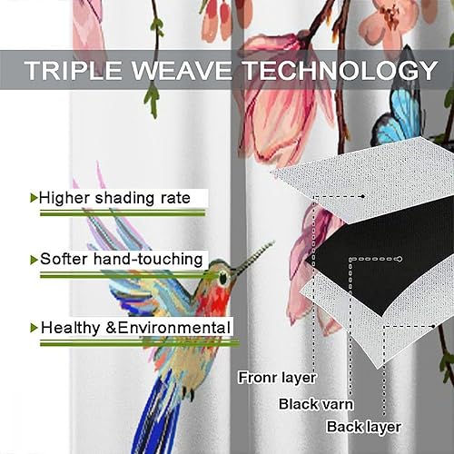 Miniatura 214 de Retro 70s Floral Blackout Window Curtains, Watercolor Flower Plant Rustic Modern Style Pattern Window Drapes, for Bedroom Living Room 42x45in 2