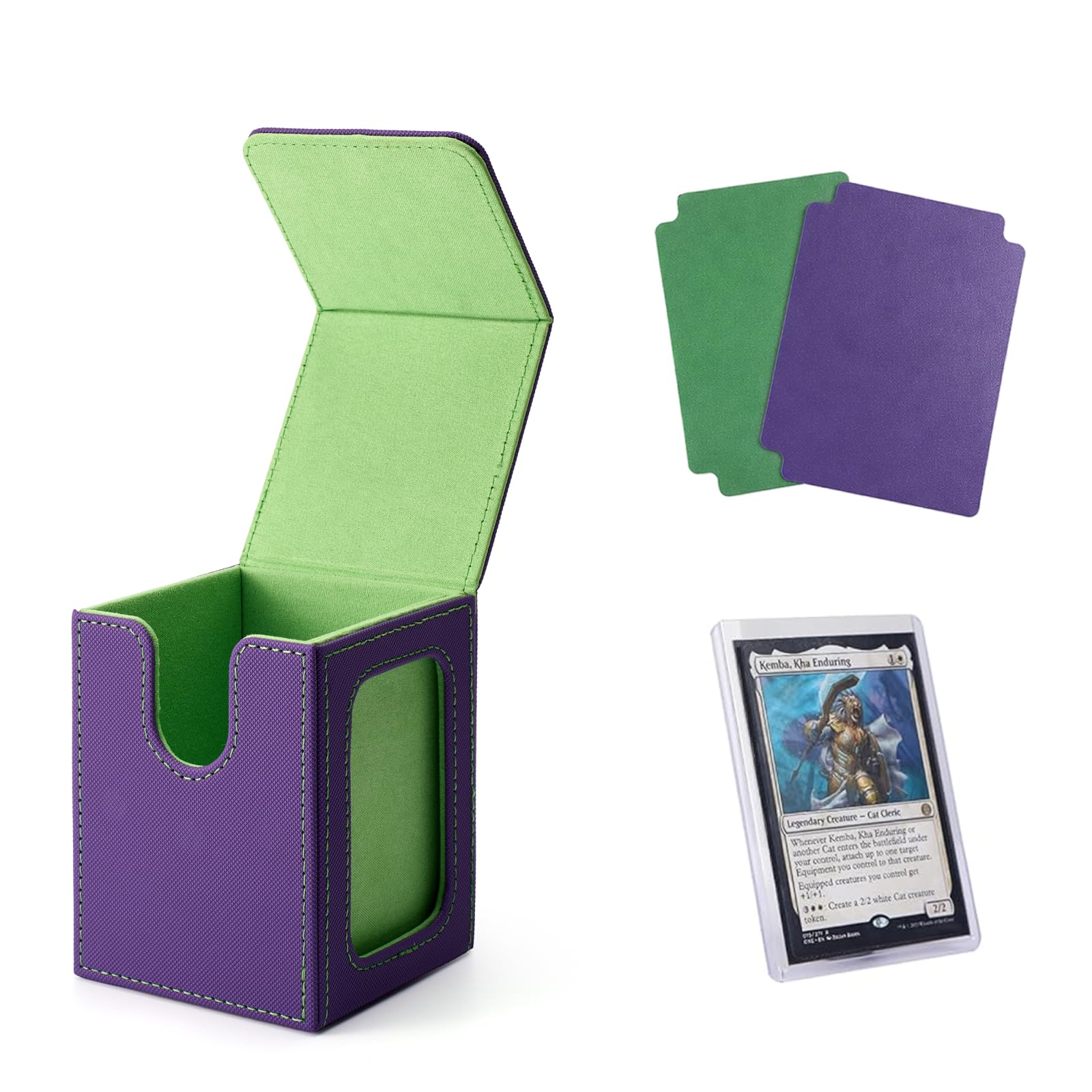 Venssu Purple&Green Mtg Deck Box With Commander Display Window (Purple＆Green)