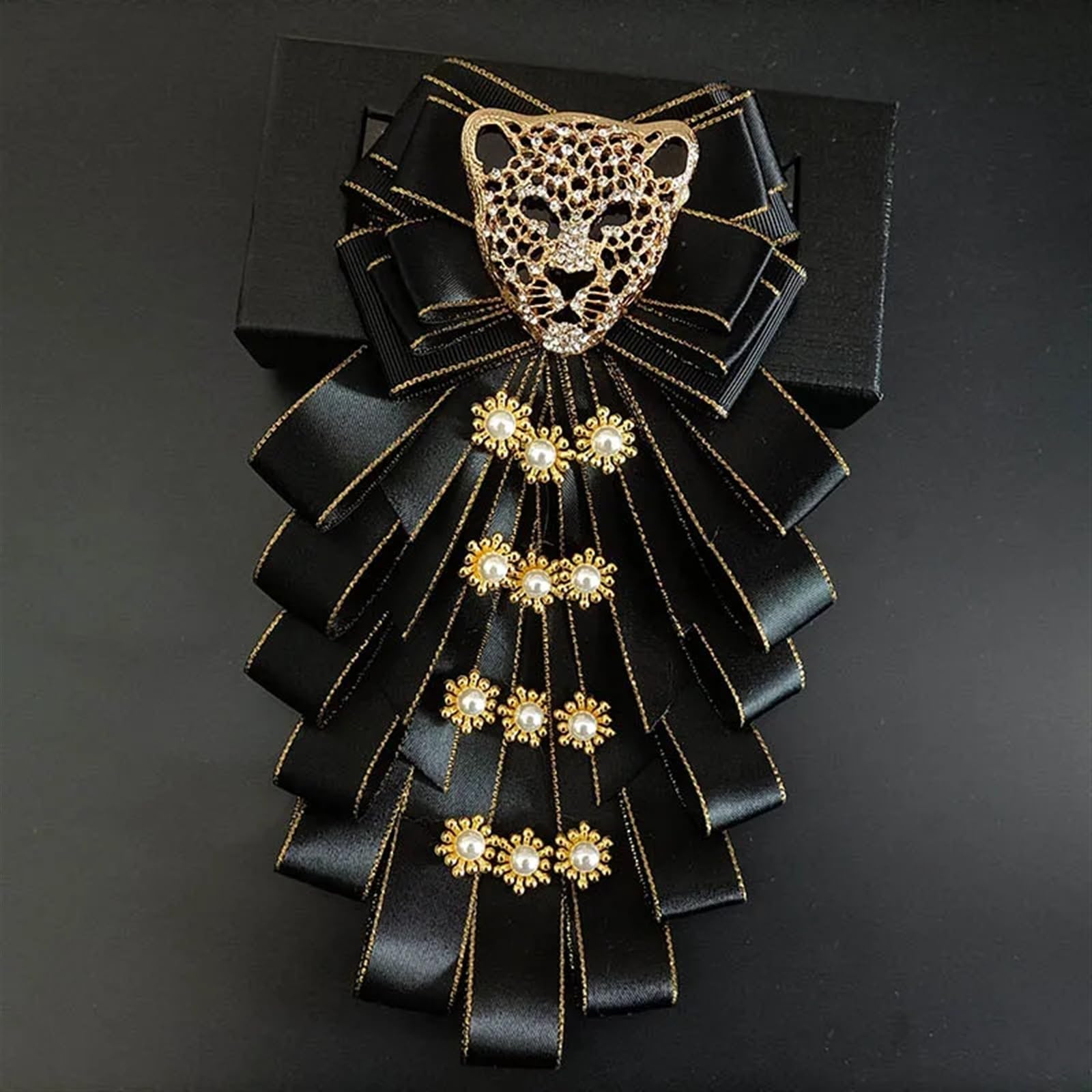 Papillon Uomo Gioielli con Spilla a Testa di Leopardo con Farfallino da Uomo(Color9)