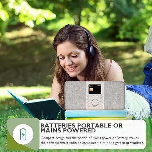 Miniatura 8 de SR20 Radio estéreo inteligente por Internet con WiFi, reproductor de podcasts, altavoz Bluetooth, radio FM portátil, radio alimentada por red y