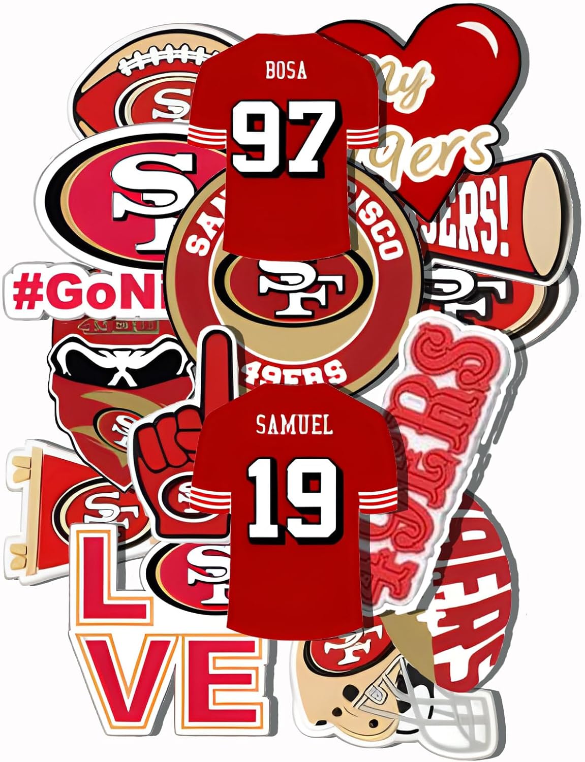 15 PCS San Francisco Shoe Charms Jibbitz Football Logo Shoe