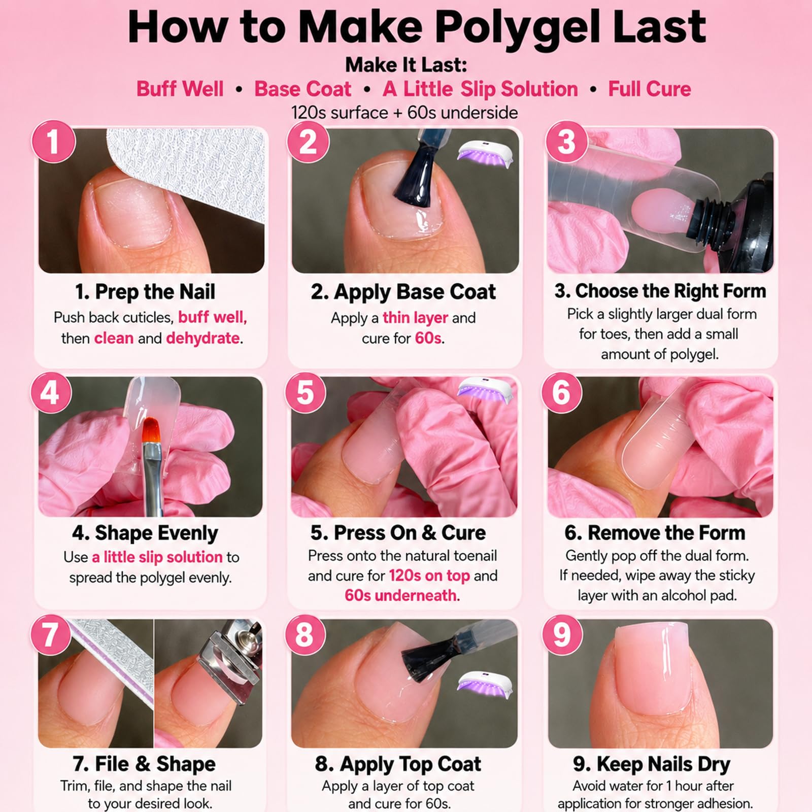 GlimightyX Polygel Toenail Kit - Clear, Pink & White -6 GlimightyX Polygel Toenail Kit - Clear, Pink & White -6