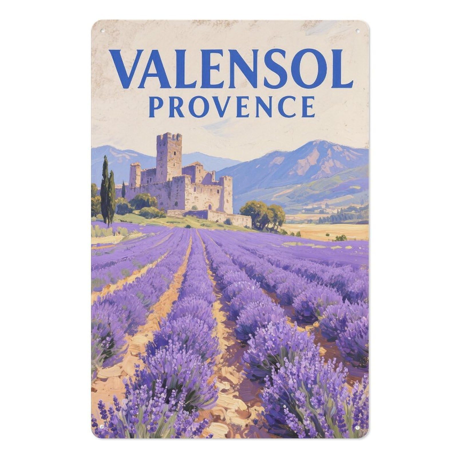 Valensole Provence Retro Design Tin Paintings Vintage Tin Sign 08x12inch(20x30cm) Wall Art for Home Office Bedroom Living Room Cafes Wall Decor