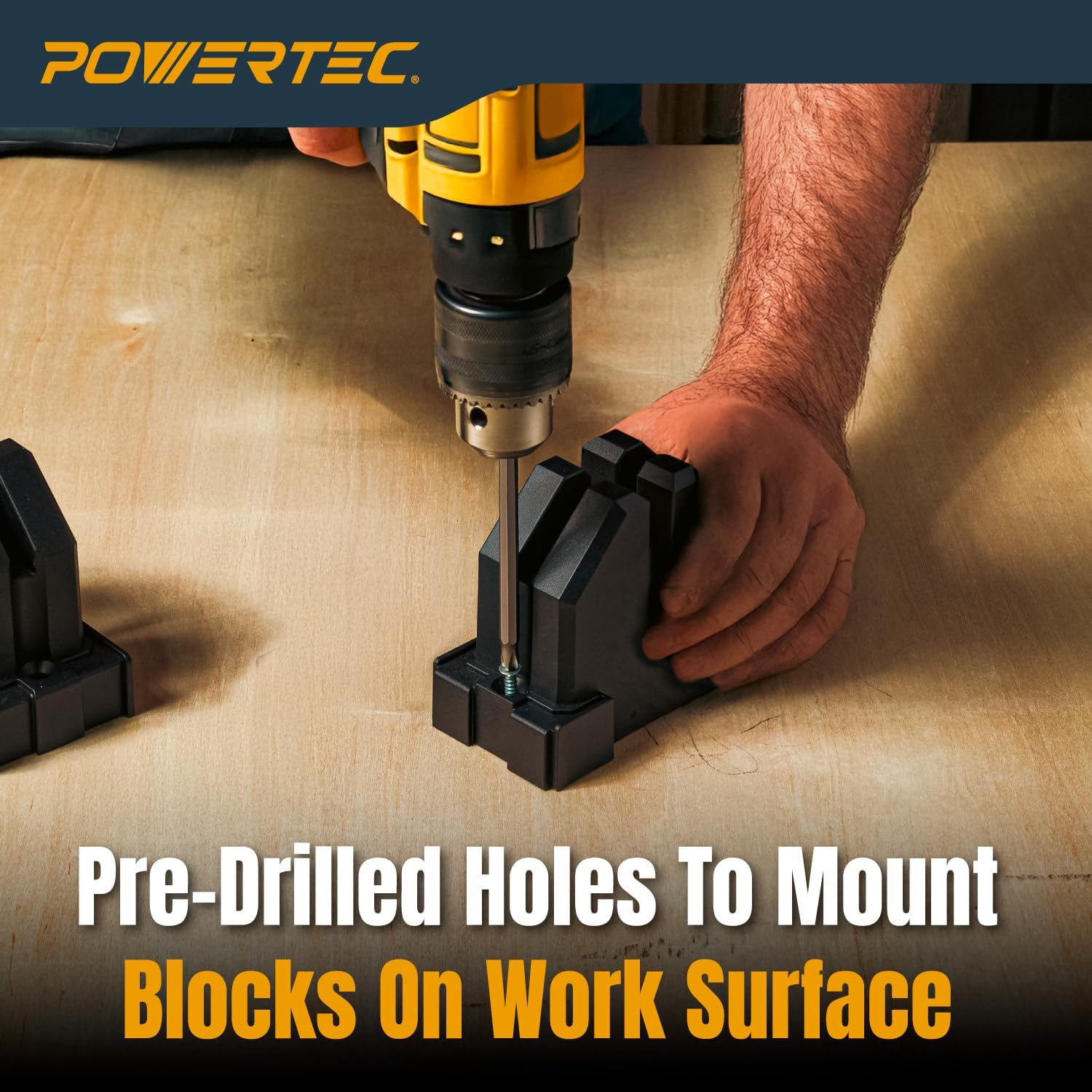 POWERTEC 72451 24" Woodworking Parallel Clamps Jaw Bar Clamp Spreader Tool 4PK, with 4PK Parallel Clamp Blocks - for Cabinet Door & Frame Gluing