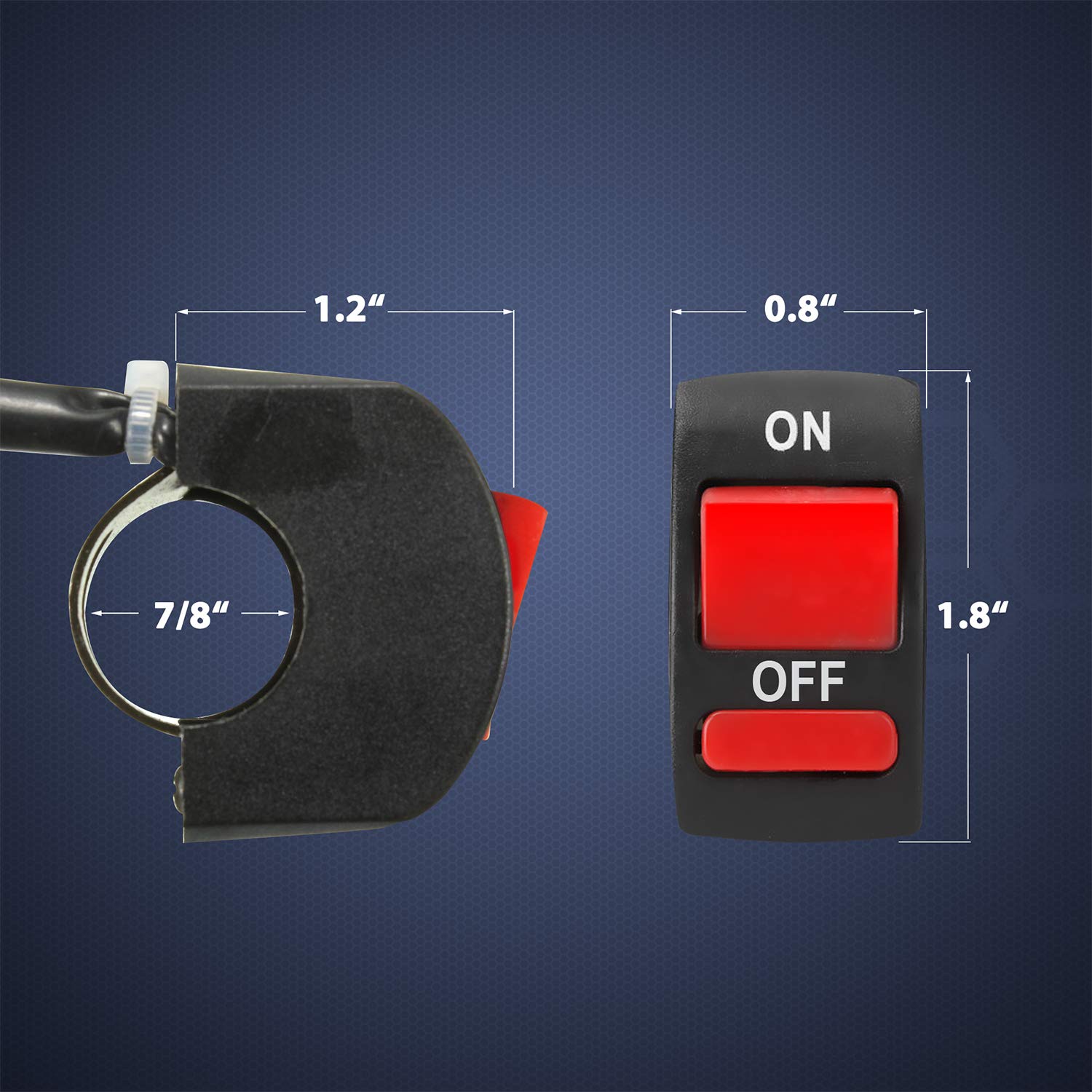 Motorcycle Handlebar Switch On Off Toggle Switch with Push Button for U5 U7 U2 Motorcycles Scooter Electrombile Motorbike-7/8inch 22mm
