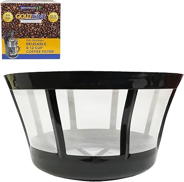 GoldTone Brand Reusable 8-12 Cup Basket Filter | Reusable Basket Coffee Filter Nylon Mesh fits Mr. Coffee, Black + Decker, Proctor Silex 1 Pack
