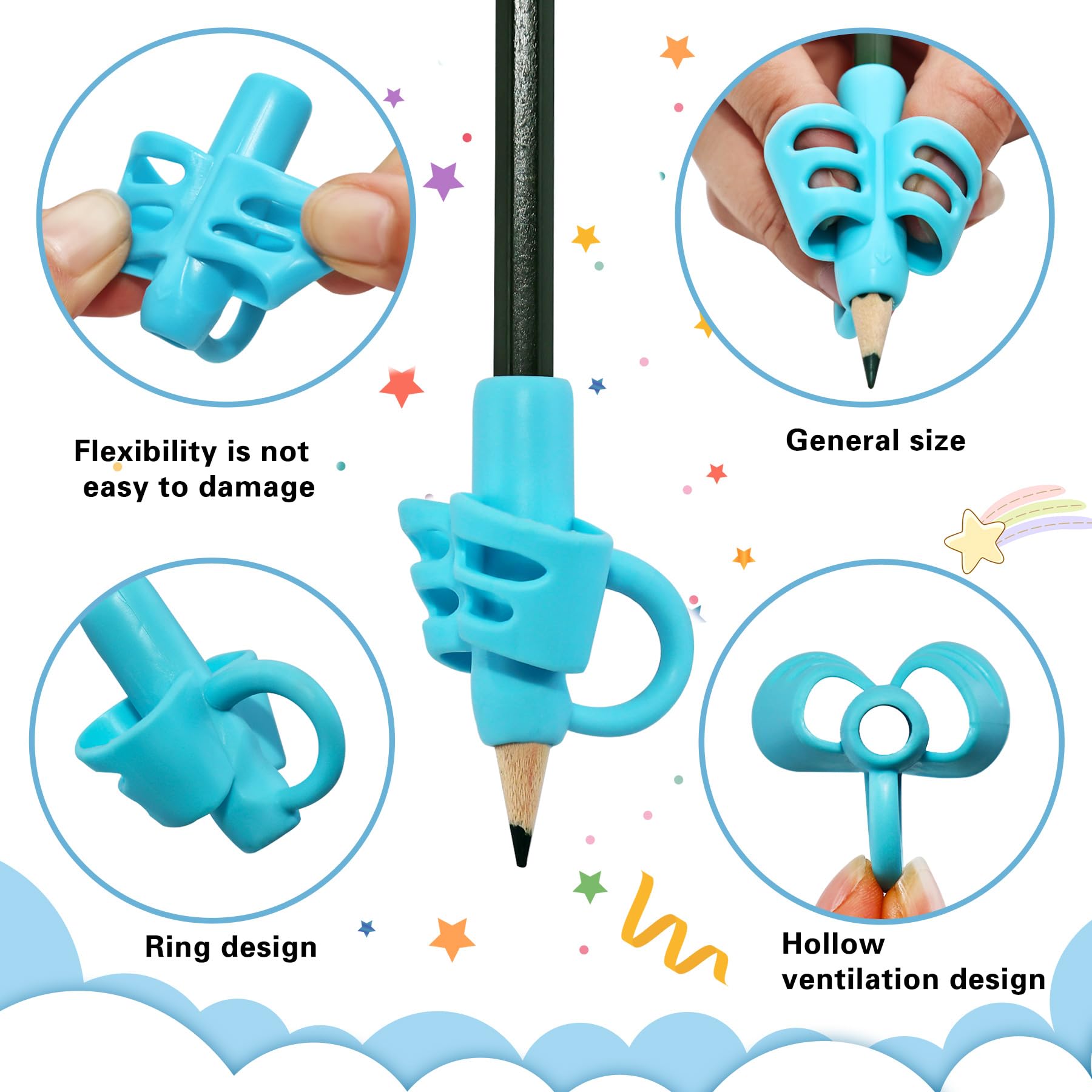 Lot de 20 poignées de crayon en silicone pour enfants, correction de posture