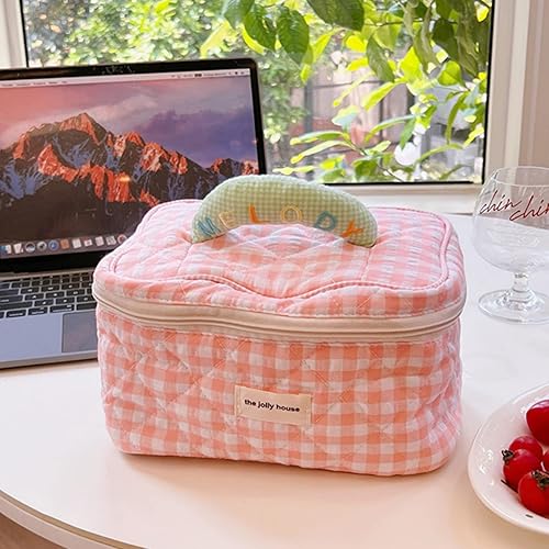 Miniatura 10 de BILIPOPX Bonita bolsa de cosméticos kawaii de viaje, de algodón, organizador de maquillaje con asa, bolsa de aseo para mujeres, adolescentes y