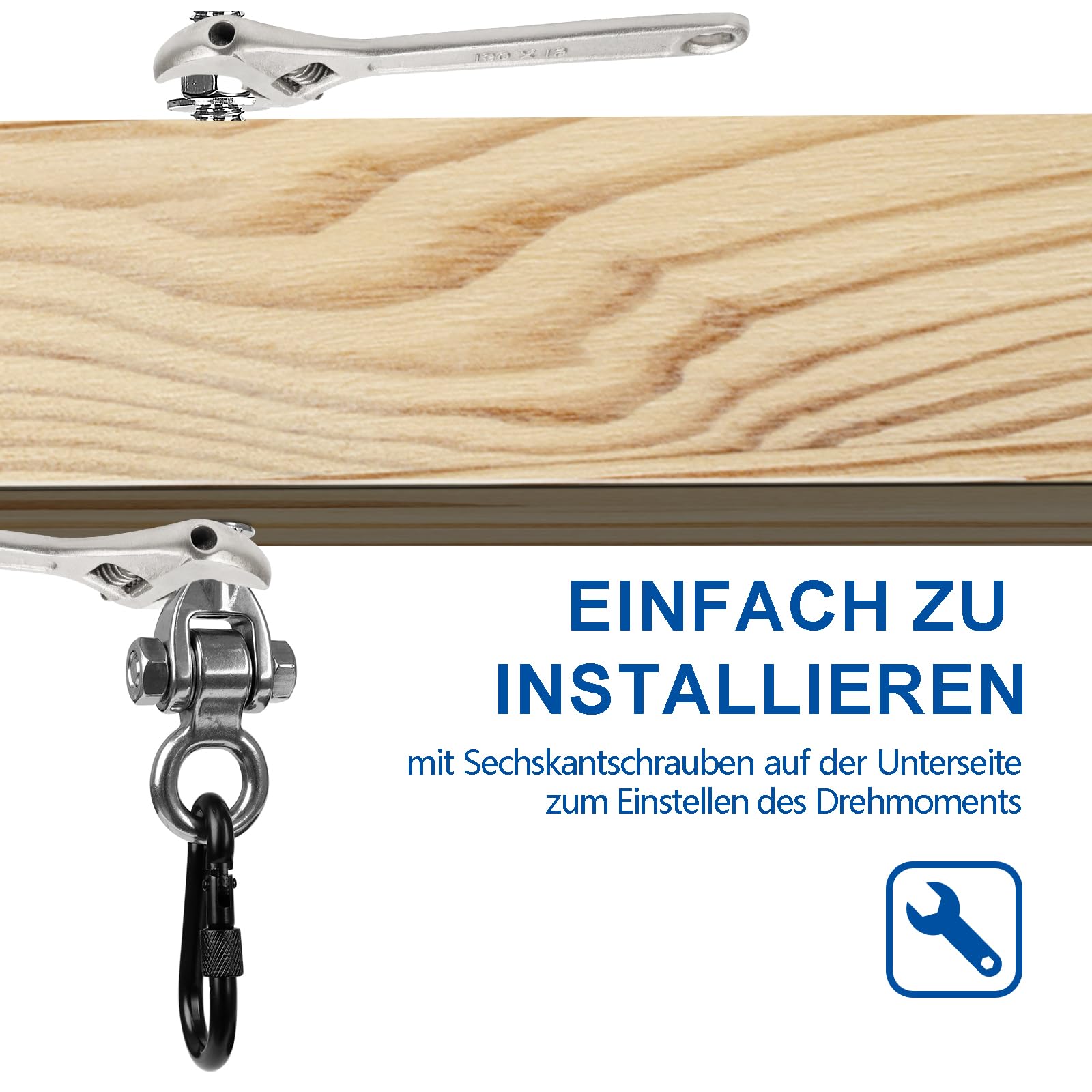 2er Schaukelhaken für Holzbalken, M10 Edelstahl Schaukelaufhängung Schaukel Hängesessel Aufhängung mit Lagern für Stahlbalken Spielplatz Yoga Schaukel Befestigung Hängematte, 680kg