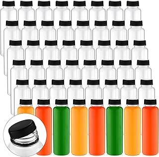 Tanlade 200 Pack Plastic Juice Bottles with Caps Clear Reusable Drink Containers with Caps Empty PET Beverages Bottles Bulk for Juicing Smoothies Drinking Beverages Fridge (Black, 12 OZ)
