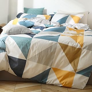 12 Gray and White Bedroom Ideas That Feel Peaceful 27 Geometric Duvet Cover Set Queen Size, Abstract Triangle Pattern Print Be...