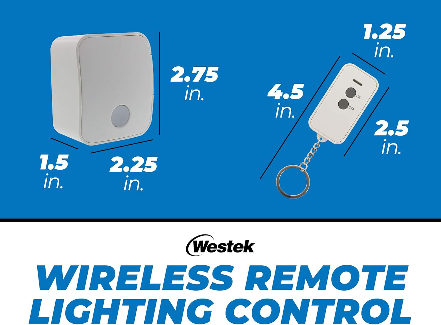 The Westek wireless receiver plugged into a wall outlet, with a USB charger also plugged into the adjacent outlet, demonstrating its compact design.