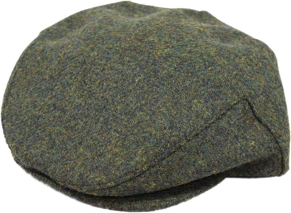 John Hanly Irish Tweed Cap Brushed Moss Green Herringbone XX Large