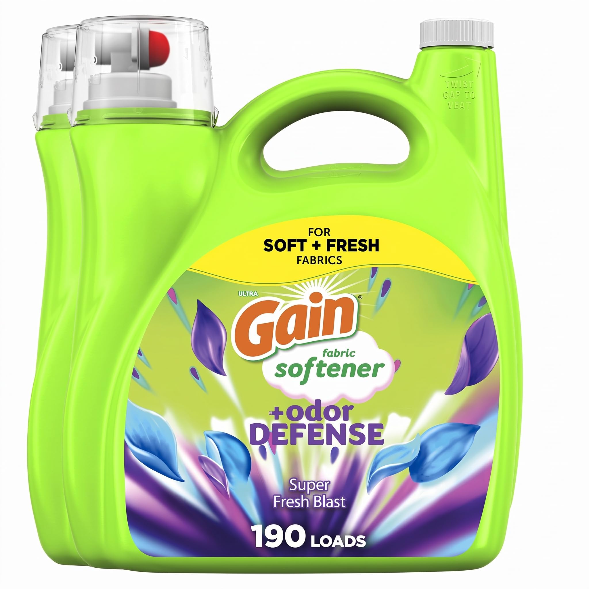Gain Liquid Fabric Softener, Super Fresh Blast | 140 oz | 190 Loads | HE Compatible | Pack of 2