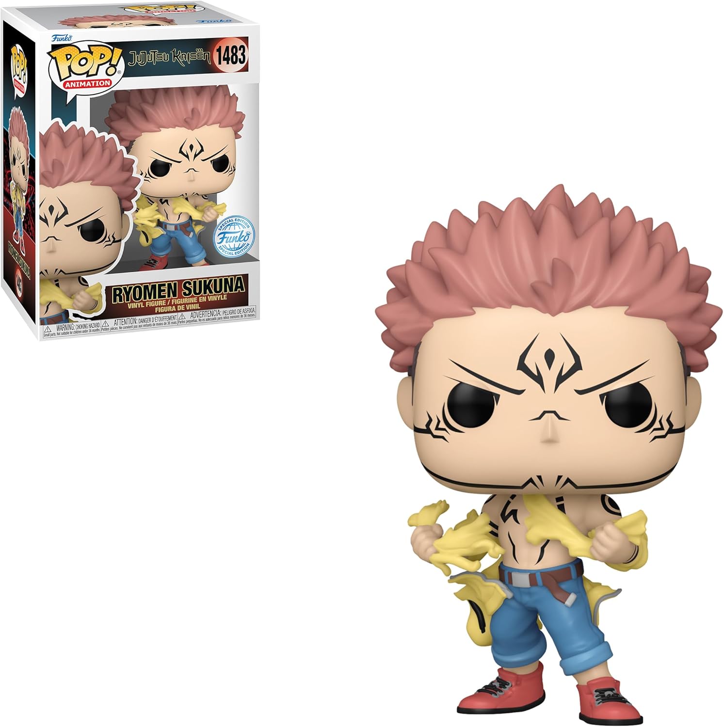 Funko Pop! Animation: Jujutsu Kaisen - Ryomen Sukuna Tearing Shirt Special Edition Multicolor Vinyl Figure Exclusive #1483