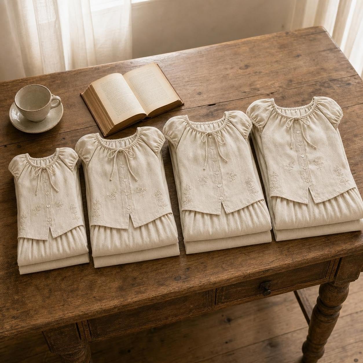 Homyl Tailleur jupe femme 2 pièces chemise et jupe midi brodée manches courtes rétro, Mo féminine - Brorie florale