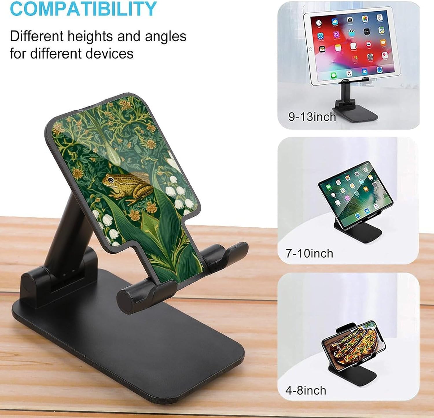 Frog with Lilies of The Valley Cell Phone Stand for Desk Phone Holder Mount image 3