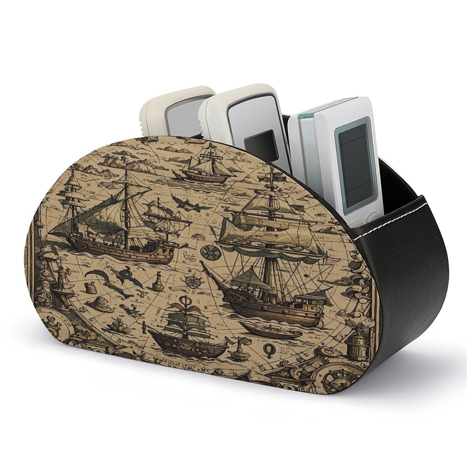 Btcowzrv Style Treasure Map Maritime Pirate Remote Control Holder With 5 Compartments