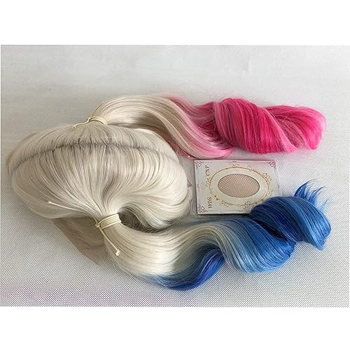 Miniatura 6 de largo ondulado rubio Ombre Rosa Color Azul Big Loose Wave resistente al calor de Cosplay Lace Front Pelucas sintéticas 22inch