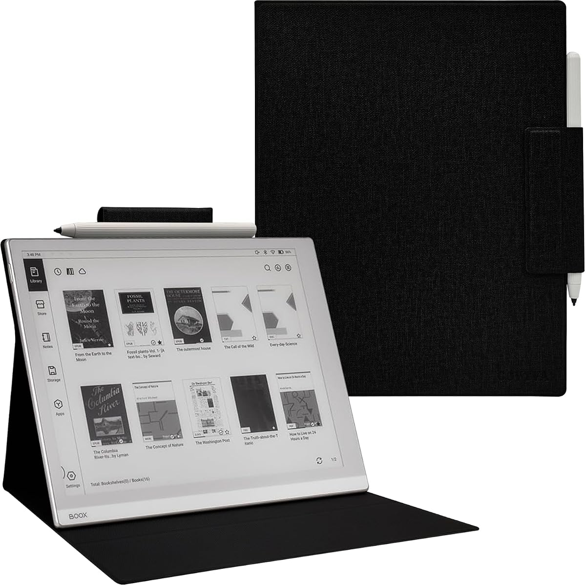 Funda con soporte magnético para Onyx Boox Go 10.3 /BOOX Tablet Go 10.3 Gen II Lumi ePaper Funda de cuero ultrafina y ligera con apagado/encendido automático y cierre magnético (tela negra)