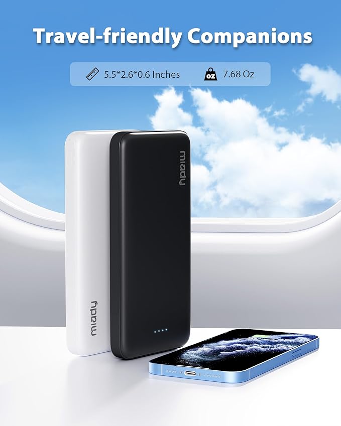 Miady 2 Pack Cargador Portátil 10000 mAh USB Dual Power Bank miniatura 8