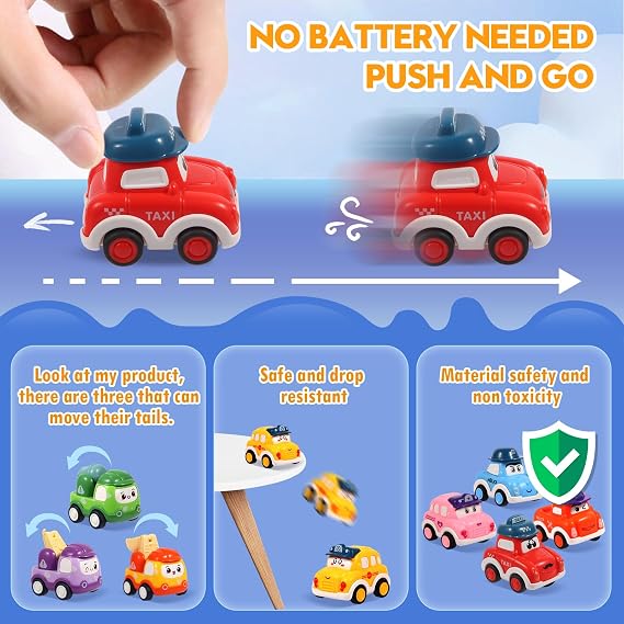 12 Pcs Pull Back Cars Set Toys for 1 2 3 Year Toddlers, Construction Vehicle Racing Car Set, Baby Toys for 1-3 Year Old Boy, Small Cars for Kids,1st Birthday Gift for 1 2 Year Old Boys