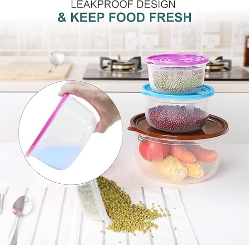 Miniatura 3 de shopwithgreen Cuencos de almacenamiento de plástico con tapas, diseño de acceso rápido, cuencos de cocina para almacenamiento de alimentos, cuencos