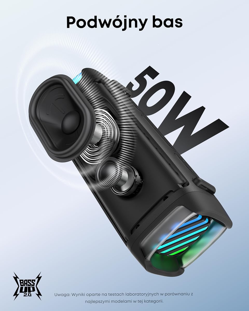 soundcore przenośny głośnik Bluetooth Boom 3i, 50 W, IP68 (czarny) | zewnętrzny, IP68, pyłoszczelny, odporny na słoną wodę i upadki z 1 m, BassUp 2.0, 50 W, Bluetooth 5.3, 16 godz. pracy