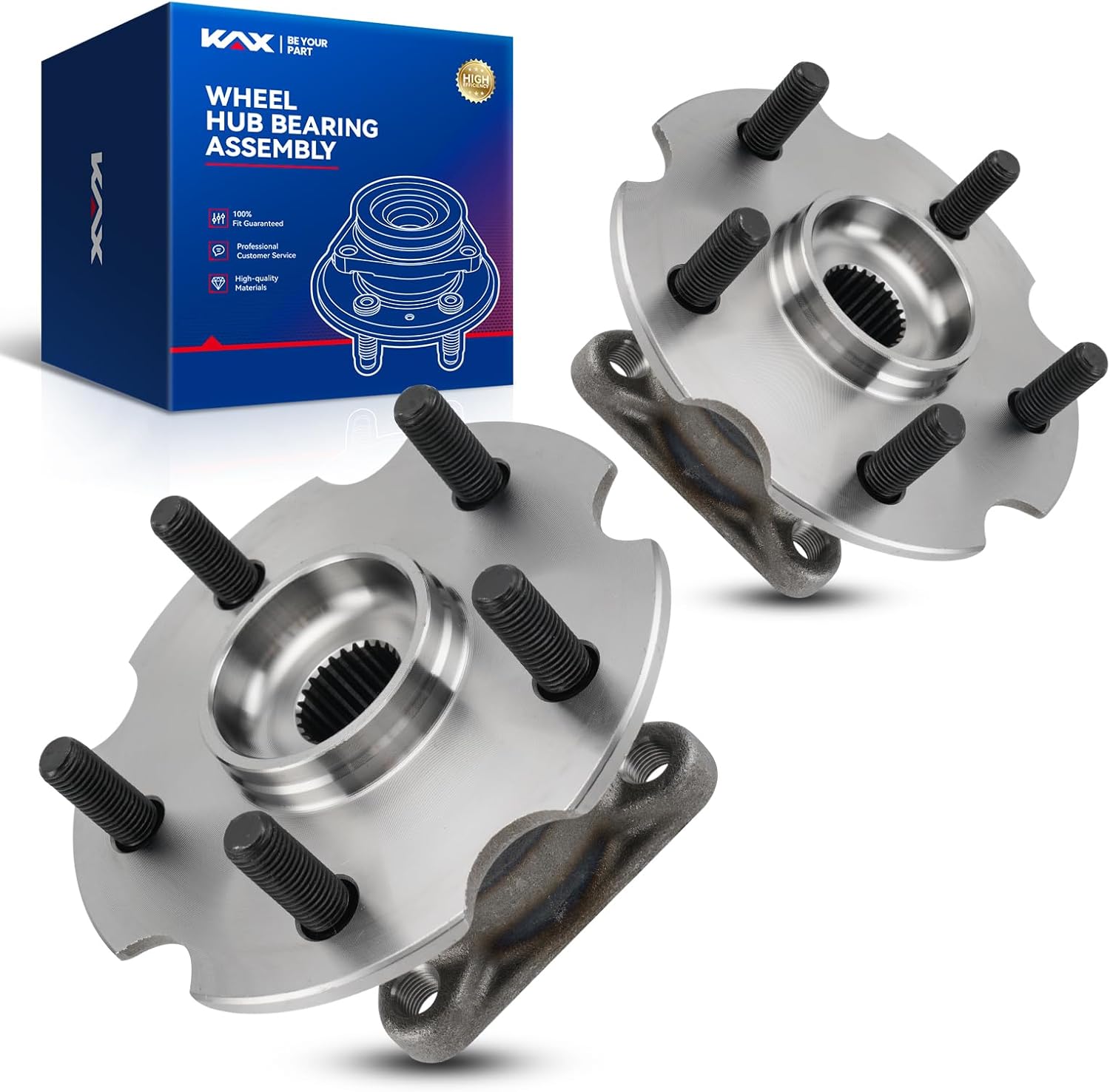 KAX 512374 Pair Rear Wheel Hub Bearing Compatible with 2006-2012 Toyota RAV4 3.5L 4WD,5 Lug