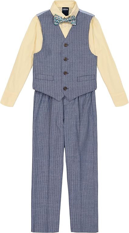 IZOD Boys' 4-Piece Set with Collared Dress Shirt, Tie, Vest, and Pants