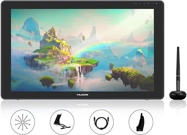2020 HUION KAMVAS 22 Plus Graphics Drawing Tablet with Full-laminated QD Screen 140% s RGB Android Support Ideal for Homeworking & Distance Learning Adjustable Stand - 21.5inch