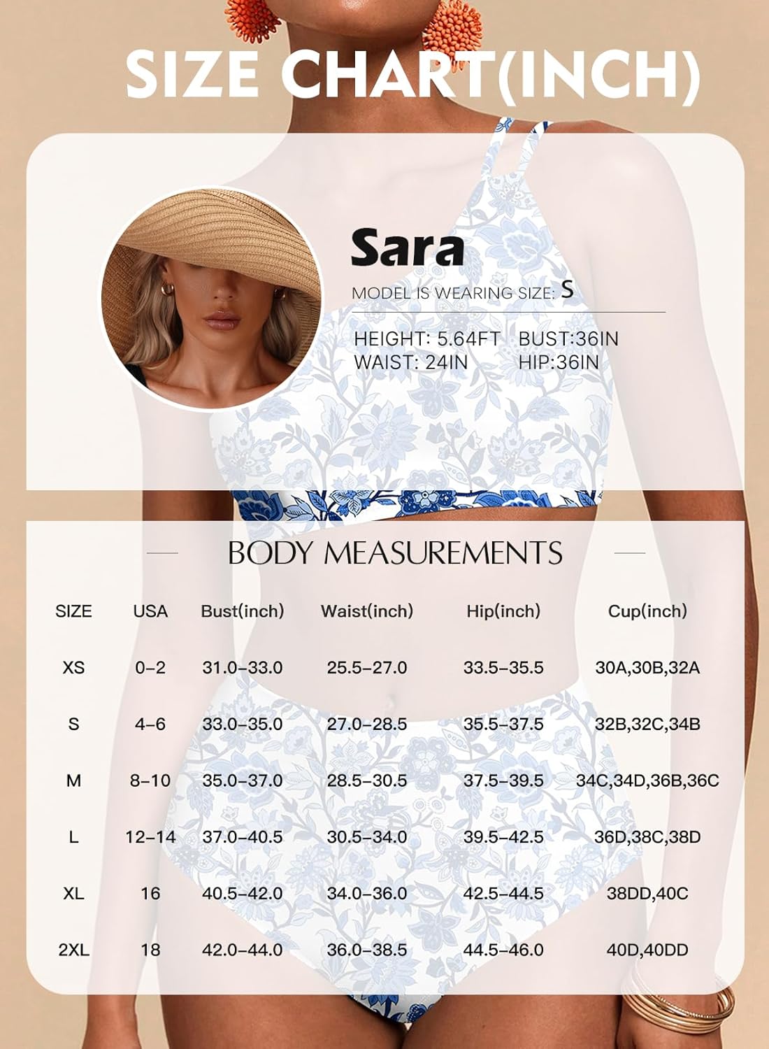 Herseas Women's High Waisted Bikini Sets One Shoulder Floral Print Swimsuits 2 Piece Tummy Control Bathing Suits - Image 6