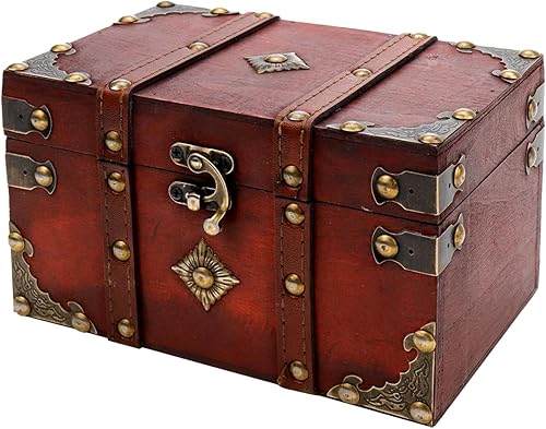 Miniatura 10 de Caja de madera KUMGROT con tapa con bisagras - Caja de regalo vintage con superficie escribible, caja de almacenamiento de madera maciza hecha a