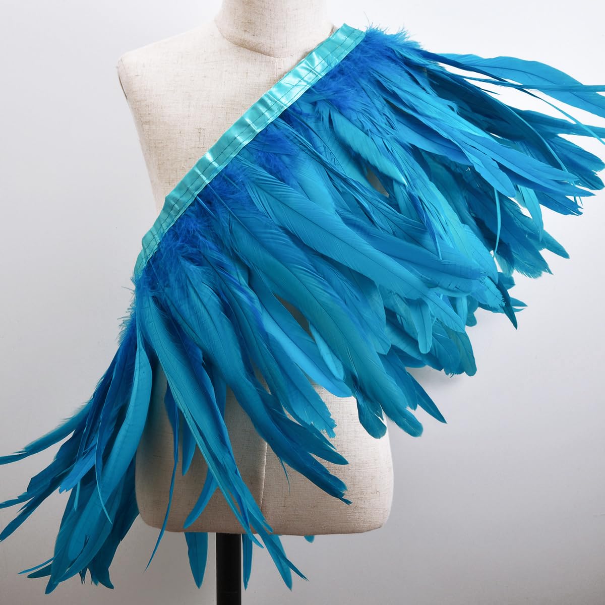 Garniture plumes de coq naturelles haut de gamme bleu turquoise 2M