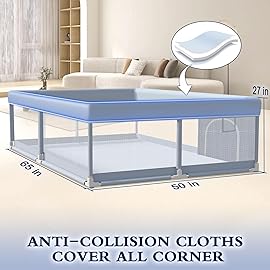 XVISHX 65 x 50 Inch Baby Playpen, Playpen for Babies and Toddlers, Baby Play Pen Playard for Indoor & Outdoor Active Center Game Fence, with Skin-Friendly Fabric and Soft Breathable Mesh, Grey