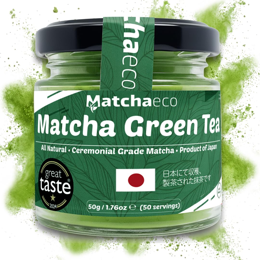 Ceremonial Grade Matcha Green Tea Powder 50g | Premium Japanese Stone-Ground Matcha from Japan | Matcha for Lattes, Smoothies & Tea | Natural Energy Vegan | Recyclable Jar With L-theanine