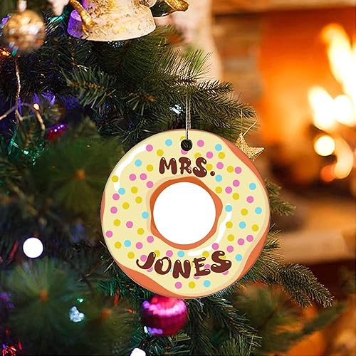 Miniatura 3 de Christmas Tree Ornaments Custom Name on Donuts Christmas Ornament Keepsake Ornament Home Decor Donut Lovers Gifts Hanging Pendants Round Ceramic