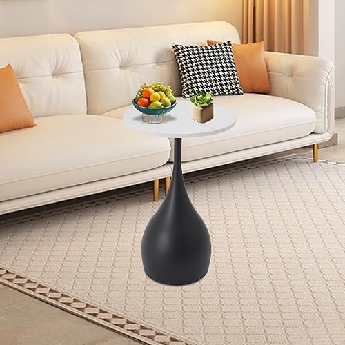 Miniatura 5 de Sofa Side Table,Artificial Marble Round End Table for,Sleek Round Accent Table for Small SpacesBlack