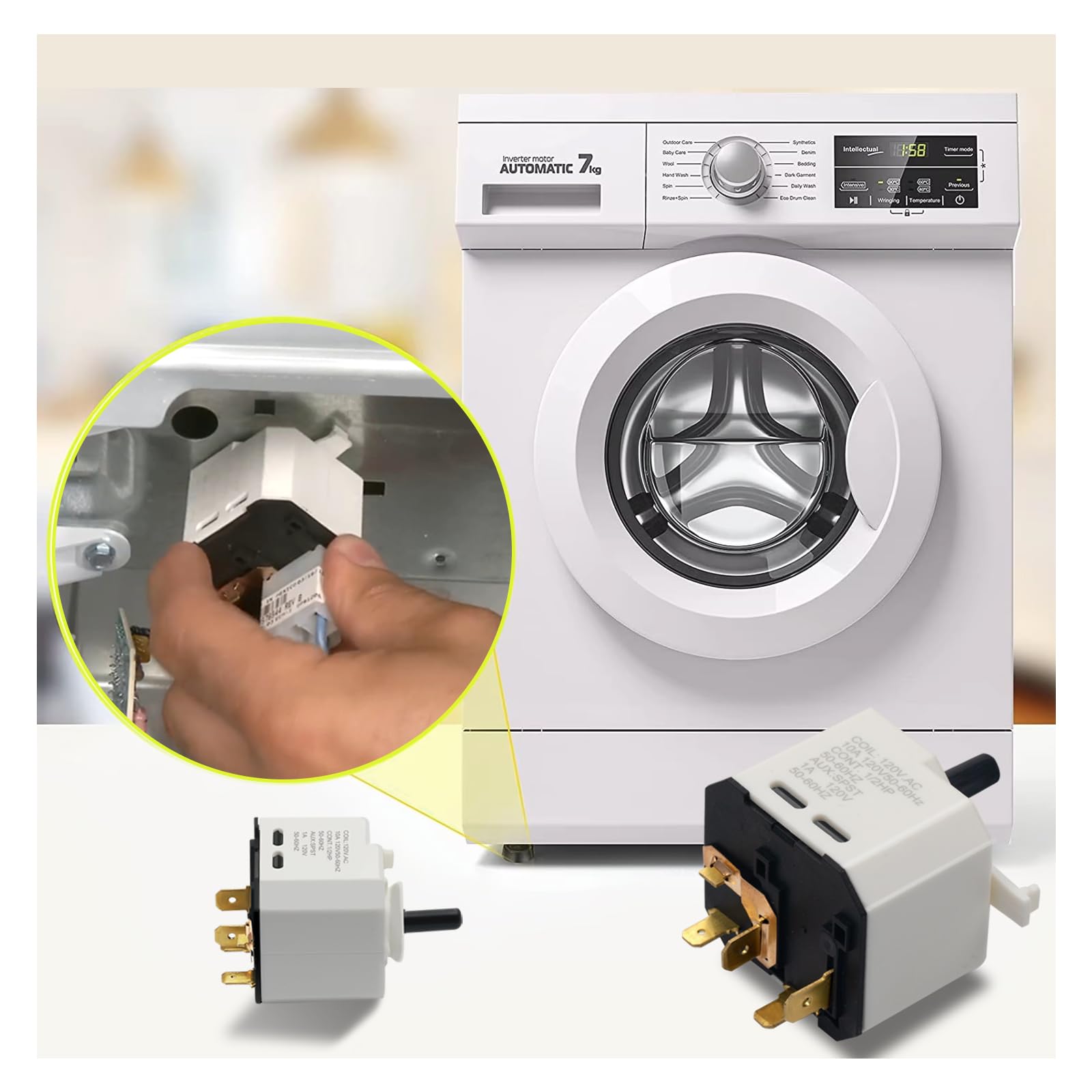 W10446920 Dryer Start Switch Replacement - Suitable for Amana, Kenmore & Inglis Dryers Models 3398095 Dryer Push to Start Relay Replace AP2947429