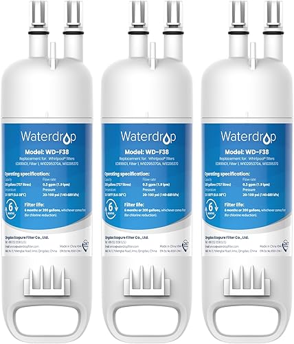Waterdrop WD-F38 Reemplazo para W10295370A, Everydrop Filter 1, EDR1RXD1, EDR1RXD1B, P8RFWB2L, P4RFWB, Kenmore 46-9081, 46-9930, filtro de agua para