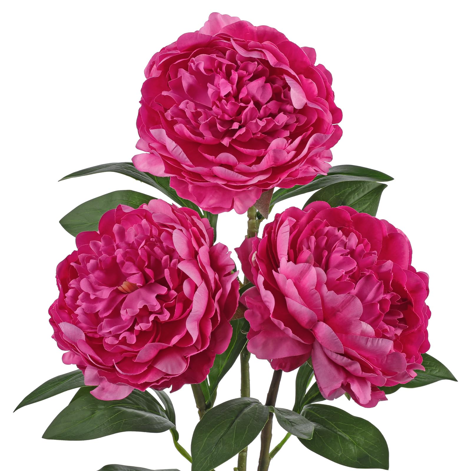 Hollyone 5'' Hot Pink Peony Artificial Flowers with 29.1'' Long Stem, 3PCS Large Fake Peonies Decorative Faux Flowers for Autumn Decorations, Home, Wedding, Party, Floral Arrangements