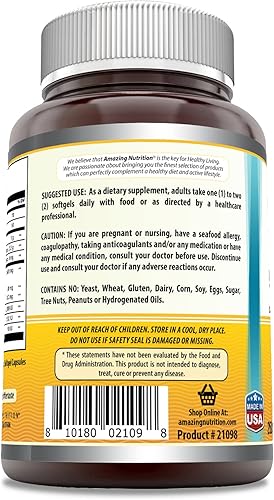 Miniatura 2 de Amazing Nutrition aceite de hígado de bacalao noruego, 1,000 mg 250 cápsulas blandas - beneficia al corazón, las arterias y las articulaciones, 1
