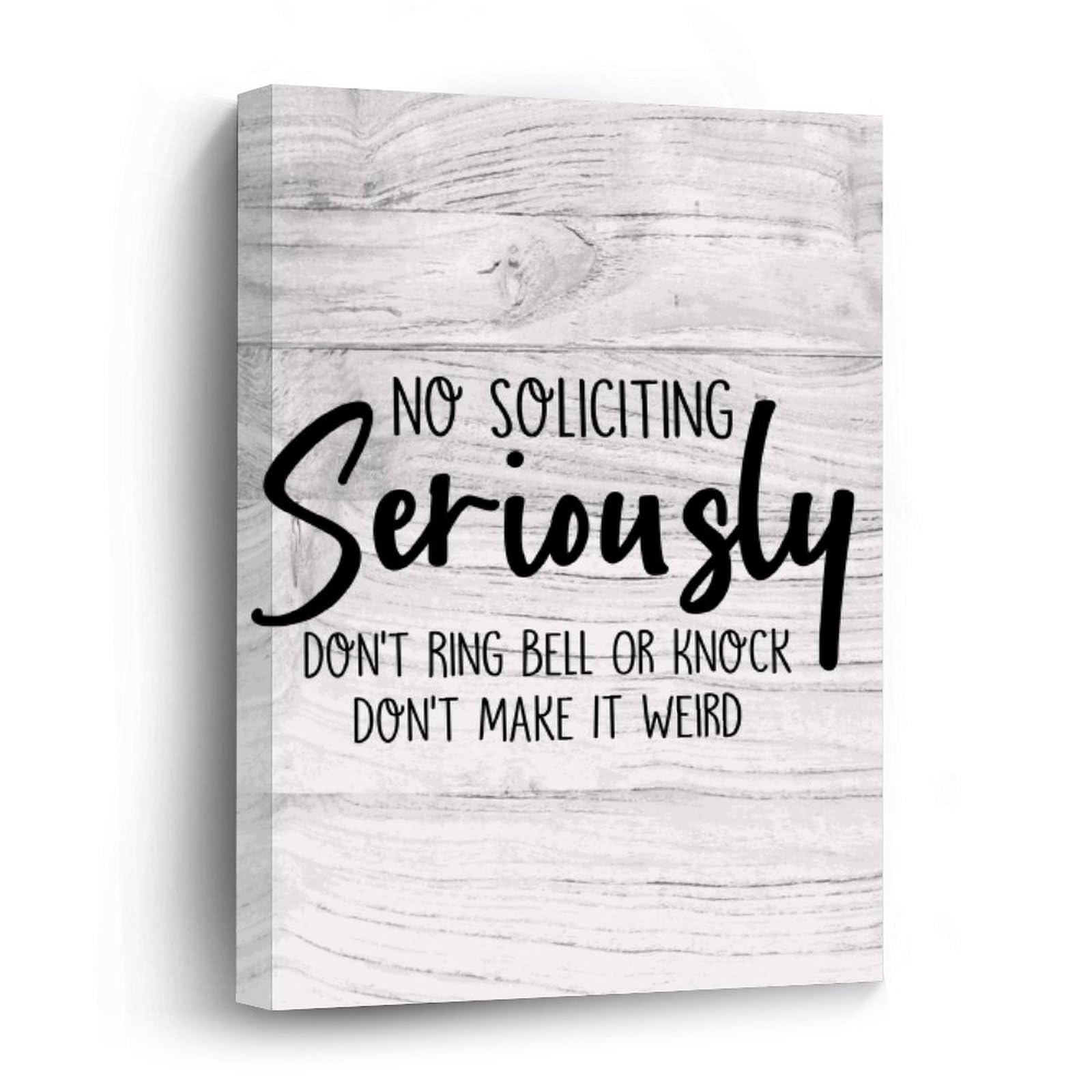 Impression sur toile No Soliciting cadre bois deco maison 20cm