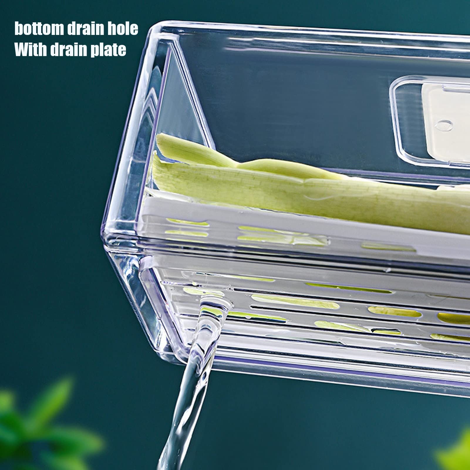 Kühlschrank Organizer, 30×20×11cm Kühlschrank Schubladen Aufbewahrungsbox | Transparente Stapelbare Herausziehbare, mit Abtropfplatte, Obst und Lebensmittelbehälter für die Küche zu Hause(L)