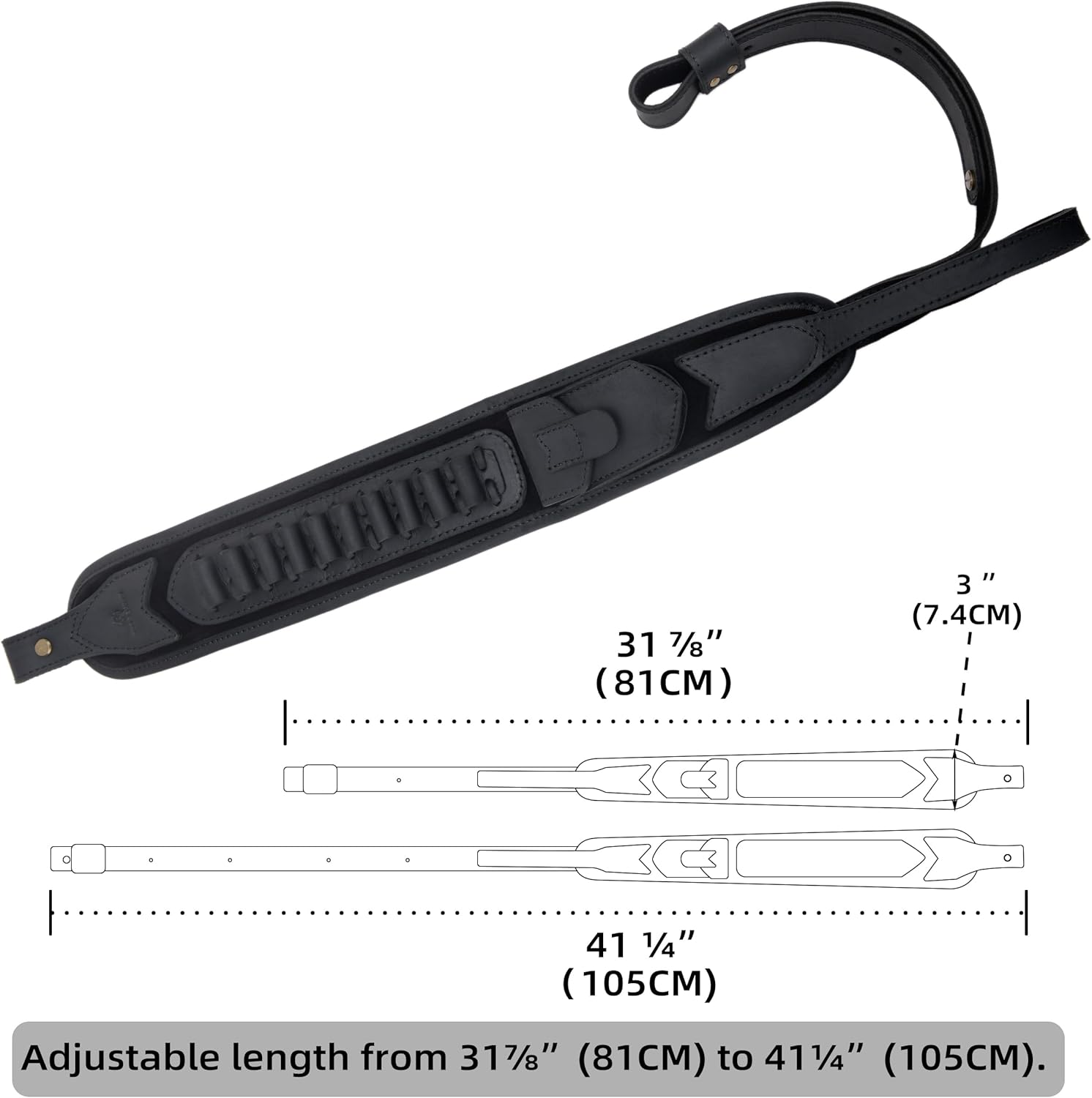 Leather Buttstock with No Drill Sling Loop and Rifle Strap for .357 .30-30, 3.5inch Lever Wrap