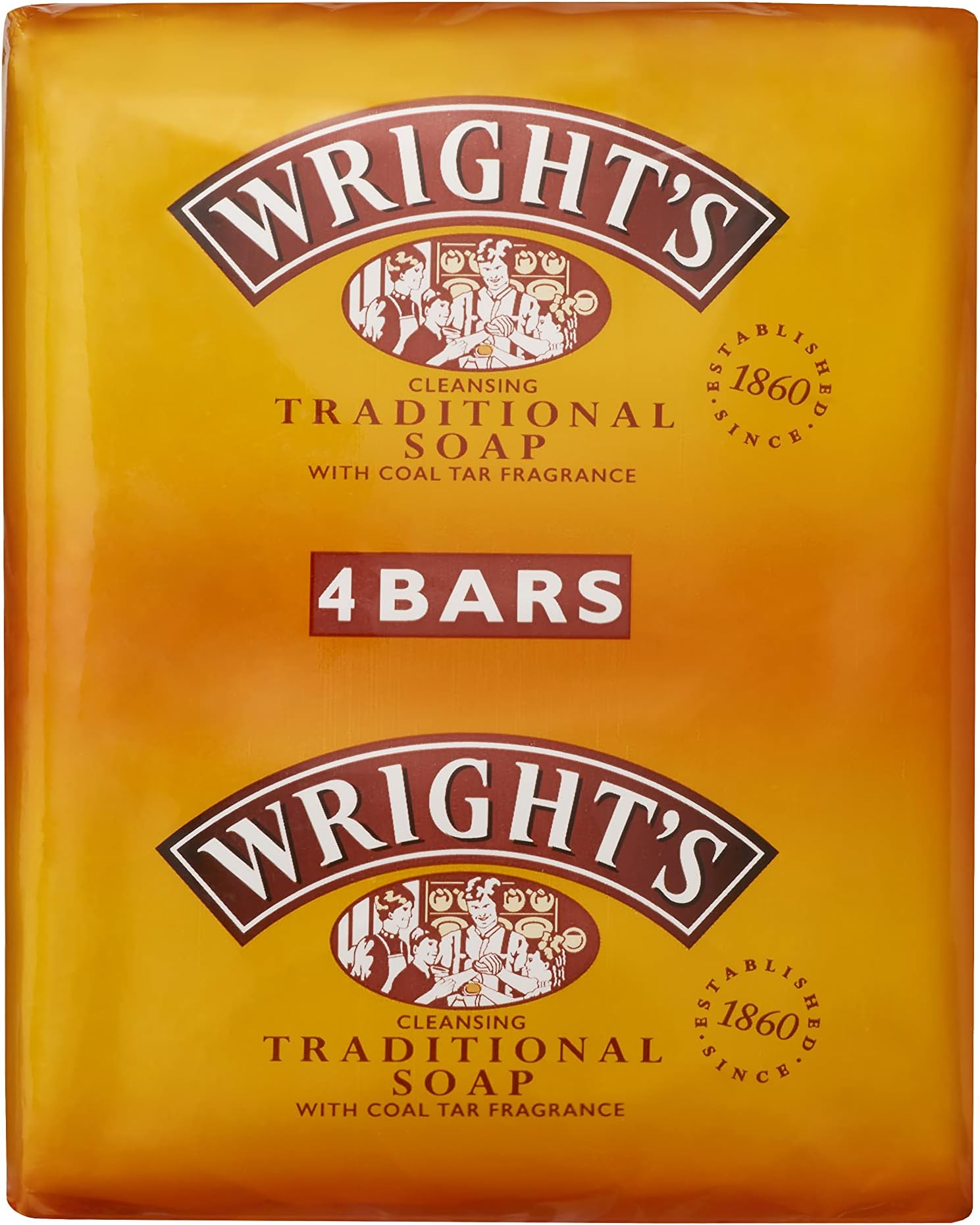 Wright's Traditional Soap with Coal Tar Fragrance 125g pack of 4