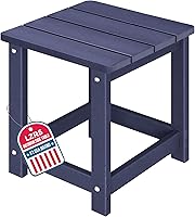 Vista 30 de LZRS Mesa Lateral Redonda Adirondack para Patio Mesa de Esquina, Mesas Laterales para Exteriores para Patio, Jardín, Piscina, Complemento