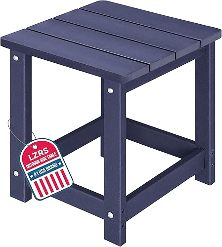 Miniatura 30 de LZRS Mesa Lateral Redonda Adirondack para Patio Mesa de Esquina, Mesas Laterales para Exteriores para Patio, Jardín, Piscina, Complemento