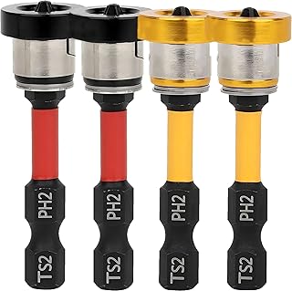 KEWAYO 4pcs Drywall Screw Setter, Magnetic Positioning Screwdriver Bits PH2 Bits, 1/4" Hex Shank Drywall Screw Bit, Plasterboard Screws Locating Batch Head Drilling Tools, 50mm