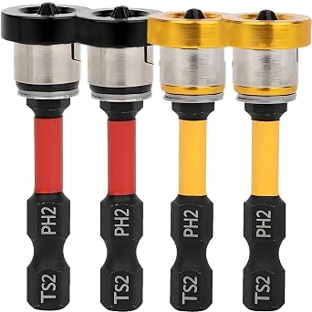 4pcs Drywall Screw Setter, Magnetic Positioning Screwdriver Bits PH2 Bits, 1/4" Hex Shank Drywall Screw Bit, Plasterboard Screws Locating Batch Head Drilling Tools, 50mm